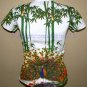 PEACOCK in Bamboo Asian Art Print T Shirt Misses L Large Short Sleeve