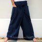 Thai XXXL Plus Size Cotton Fisherman Yoga Pants SOLID BLUE