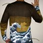 GIANT WAVE Hokusai Japan UKIYOE Art Print Japanese LONG Sleeve T Shirt Men's Size XL