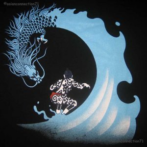 DRAGON SURF Japan Tattoo RONIN Yakuza T-Shirt S Small Black