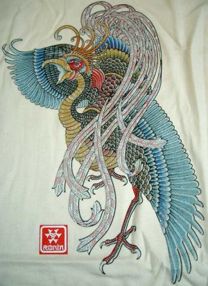 BRILLIANT PHOENIX New Ronin Japan T-shirt XXL Cream NWT