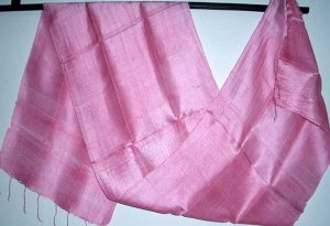 Thai Desert Rose Pink New Hand Craft Silk Fabric Scarf from Thailand