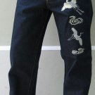 Japanese TSURU New Embroidered SOUL OF KOI Jeans 30x32