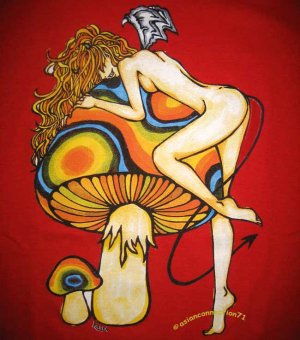 PSYCHEDELIC MUSHROOM NYMPH Fun New REGGAE T-shirt M Red