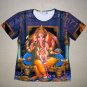 LORD GANESH Hindu Ganapati God Fine Art Hand Print T Shirt Misses Size M Medium