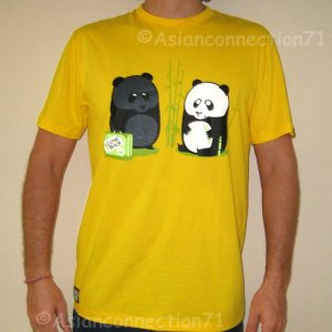 BEACH PANDA Fun New CISSE T-shirt Asian L Yellow BNWT!