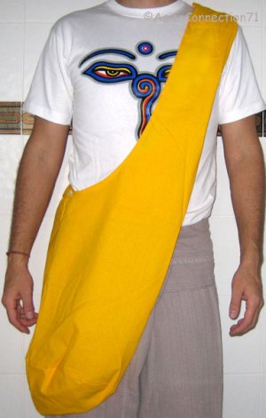Thai Hippy Trippy Cotton BUDDHA BAG Purse Messenger Sling Tote YELLOW