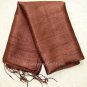Thai DARK BROWN Hand Craft New Pure Silk Fabric Scarf