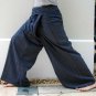 Plus Size Thai XXXL Cotton Fisherman Yoga Pants Dark Blue Stripe