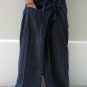 Plus Size Thai XXXL Cotton Fisherman Yoga Pants Dark Blue Stripe