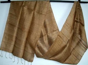 Thai GOLDEN BROWN Hand Craft Pure Silk Fabric Scarf