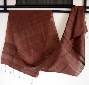 Thai DEEP BROWN New Handwoven 100% Silk Fabric Scarf