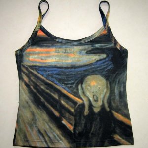 THE SCREAM Edvard Munch Hand Print Fine Art Shirt Singlet TANK TOP Misses XL