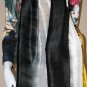 Thai Silk Fabric Scarf Shawl BLACK and CREAM WHITE Siam Textile Art