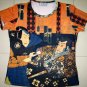 Sharaku Ukiyoe Japan Samurai Cap Sleeve Art T Shirt Misses XL Extra Large