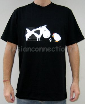 CHICKEN AFFAIR Fun New CISSE T-shirt Asian M Black BNWT
