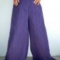 Thai Cotton Drill Wrap Yoga Pants FREESIZE Striped PURPLE Casual Asian Trousers