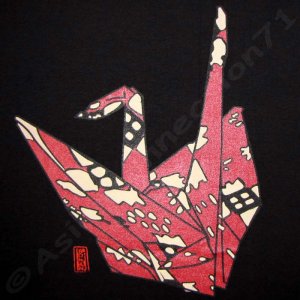 ORIGAMI CRANE New Ronin Japan TSURU T shirt M Black NWT