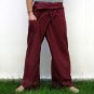 Thai Cotton Drill FREESIZE Fisherman Yoga Pants BURGUNDY Stripe