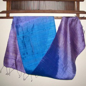 Thai Silk Fabric Scarf New Hand Craft PURPLES and BLUES Direct from Thailand 0310