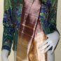 Thai Silk Fabric Scarf New Hand Crafted BROWN and CREAM