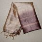 Thai Silk Fabric Scarf New Hand Crafted BROWN and CREAM