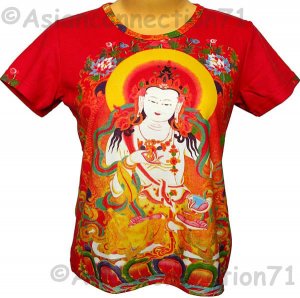GUANIM Buddhist Goddess of Mercy Cap Sleeve Hindu Art Print T Shirt Misses XL Extra Large