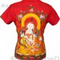 GUANIM Buddhist Goddess of Mercy Cap Sleeve Hindu Art Print T Shirt Misses XL Extra Large
