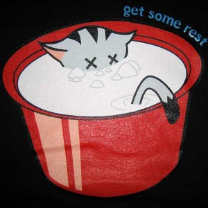 GET SOME REST Sleepy Kitty CISSE T-Shirt S Black BNWT!