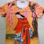 RED KIMONO and SAKURA Japan Art Print Tank Dress M Medium 8-10