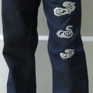 Japanese RAIJIN FUJIN Embroidered SOUL OF KOI Jeans 36