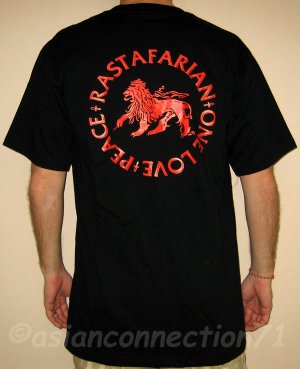 RASTAFARIAN Peace One Love REGGAE T-shirt S-XXL Black