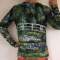 Monet WATER LILY POND Hand Print Long Sleeve Art T shirt Misses M Medium