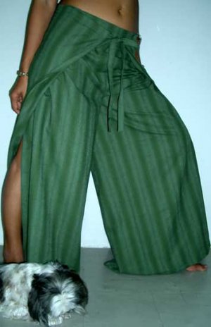 PLUS SIZE Thai Cotton Wrap Yoga Pants XXXL/3XL Dk Green