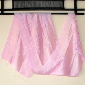 Thai Silk Fabric Scarf Shawl Pale Baby PINK Color Thailand Textile Siam