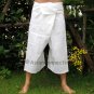 Thai Cotton Fisherman Capri SHORTS Yoga Pants FREESIZE Natural White Dance Beach Casual Trousers