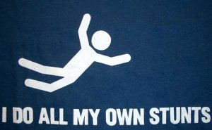 I DO ALL MY OWN STUNTS Fun New T-Shirt XXL Dark Blue