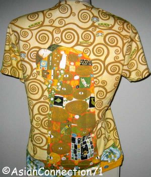 Gustav Klimt EMBRACE Cap Sleeve Fine Art Print T Shirt Misses XL Extra Large