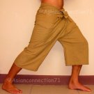 Thai Cotton Fisherman Capri SHORTS Pants FREESIZE Khaki