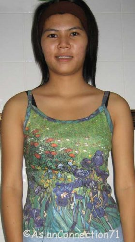 IRISES Vincent Van Gogh Sexy Fine Art Print Shirt Singlet TANK TOP Misses Size L Large