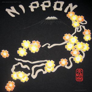 NIPPON Fuji and Flowers RONIN Japan Tokyo Yakuza T-Shirt L Large Black