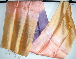 Thai Hand Crafted Silk Fabric Scarf PURPLE PINK GOLD