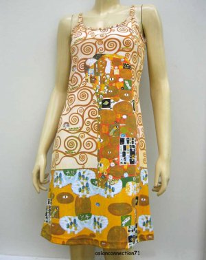 EMBRACE Gustav Klimt New Hand Print Fine Art Dress Misses Size XL 16-18