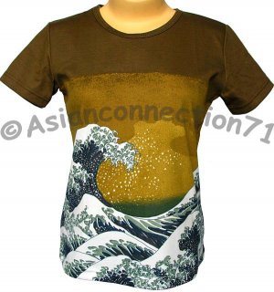 GIANT WAVE Hokusai Japanese UKIYOE Cap Sleeve Japan Art T Shirt Misses S Small