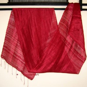 Thai BURGUNDY RED Handwoven Silk Fabric Scarf Shawl Direct from Thailand