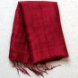 Thai BURGUNDY RED Handwoven Silk Fabric Scarf Shawl Direct from Thailand