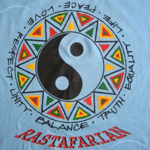 RASTAFARIAN Ying Yang Roots Rasta REGGAE T-shirt XL Light Blue