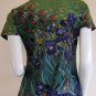 IRISES Van Gogh New Cap Sleeve Hand Print Art T Shirt Misses Size M Medium