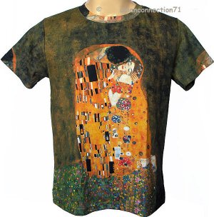 THE KISS Gustav Klimt Short Sleeve Fine Art Print T Shirt MENS L Large