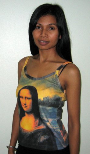 MONA LISA Leonardo Da Vinci Fine Art Print Shirt TANK TOP Misses Size XL